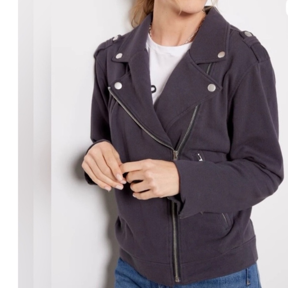 Evereve Charcoal Gray Moto Jacket Women's Size Small